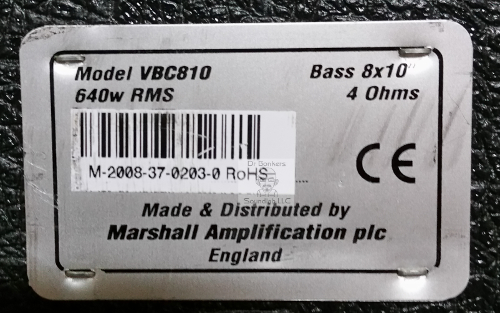 Fractal Audio & WAV format Impulse response (IR) files based upon 2008 Marshall 8X10 VBC Bass Cab for guitar and bass back plate