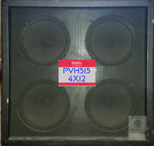 Front view of Dr Bonkers Guitar Cab-Oddities™ Volume 14: PVH515 4X12 Guitar Cabinet IR Cab Pack based upon the 1999 Peavey® 5150® 4X12 Straight Guitar Amp Cab, this cabinet is voiced with Peavey® 5150® 16 Ohm Sheffield 1200™ 75w speakers, made in Meridian, MS, USA, that were voiced to match sound of Eddie Van Halen's favorite Marshall® cab that had broken in Celestion® Greenback™ speakers in Fractal Audio file and various WAV file formats.
